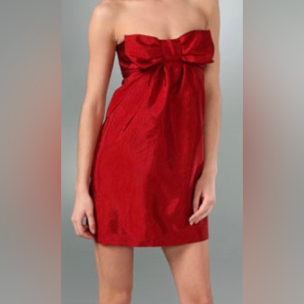 Moschino Red Strapless Bow Dress